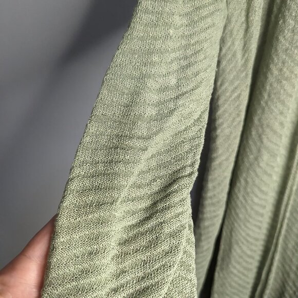 Eileen Fisher Celadon Green Hemp Open Front Longline Cardigan Duster Medium - Picture 3 of 7